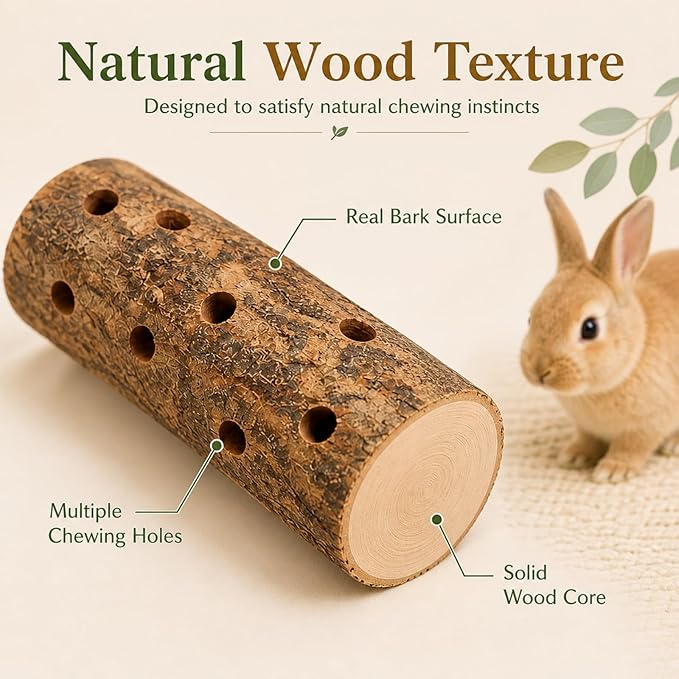 Apple Wood Chew Toys for Small Animals - Molar Wood Treats & Cage Accessories for Rabbits, Hamsters, Guinea Pigs, Mouse, Bunny Teeth Care