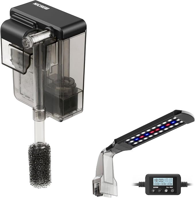 NICREW Slim Aqaurium Filter & Clip on Aquarium Light