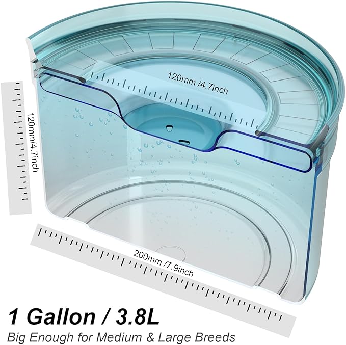 1Gallon Dog Water Bowl, 128oz No Spill Water Bowl for Dogs, Tritan BPA-Free Spill Proof Water Bowl with Non-Slip Mat, No Splash Slow Drinking Dog Water Bowl for Messy Drinker [Anti-Digging Lip]