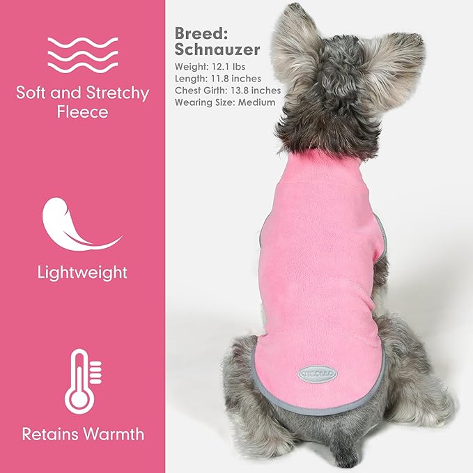 cyeollo 2 Pack Fleece Dog Sweater Vest Dog Sweatshirt Reflective Lightweight Pet Clothes for Small Dogs Girl Pet Apparel, Pink & Fuschia XL