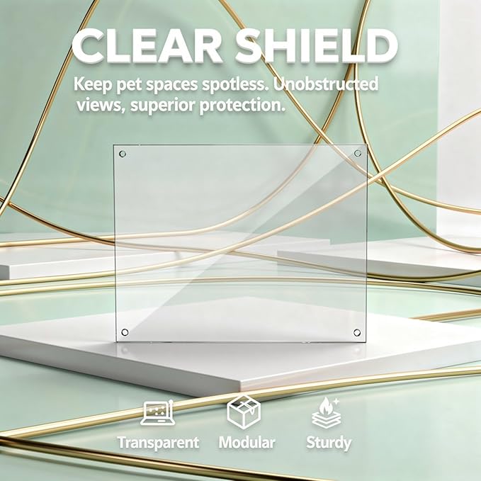 12 Pcs Clear Plastic Cage Guard Panels, 10 x 8.2 in Pet Habitat Siding, Splatter Anti-Splash Fence Dividers with 100 Zip Ties for Rabbit Cages, Guinea Pig Enclosures, Small Animal Protection