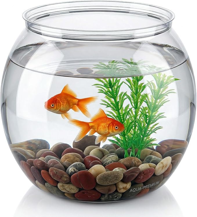 Mini Plastic Fish Bowl, 30 Oz Decorative Small Fishbowl, Round Plastic Fish Tank, Unbreakable Aquarium Fish-Bowls for Party Decorations, Centerpiece Vases, Hydroponic Planter and Home Decorations