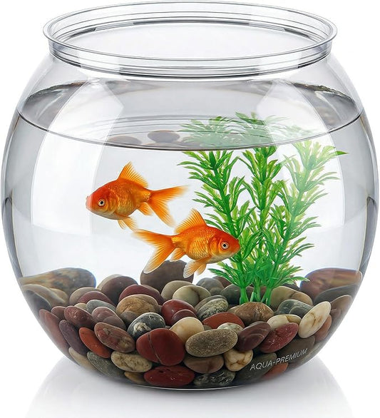 Mini Plastic Fish Bowl, 30 Oz Decorative Small Fishbowl, Round Plastic Fish Tank, Unbreakable Aquarium Fish-Bowls for Party Decorations, Centerpiece Vases, Hydroponic Planter and Home Decorations