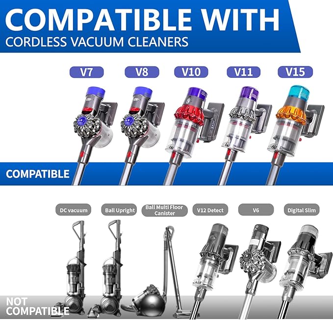 Vacuum Attachment Kit Compatible with Dyson V7 V8 V10 V11 V15 Vacuum Cleaner，Dryer Vent Hose Flexible Extension Hose Mattress Tool Stiff Brush Soft Bristle Crevice Tool Attachment for Home Cleaning