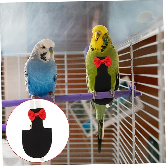 Beavorty 5pcs Washable Bird Diaper Suit for Parrots Reusable Flight Suit with Bow Decoration for Budgie and Parakeet High-Class Skin-Friendly Material Lightweight and Stylish Design