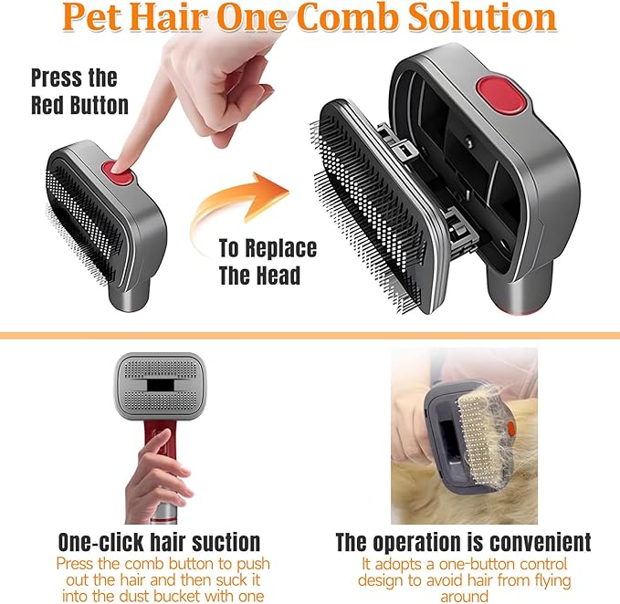 Pet Dog Grooming Attachment Kit, Deshedding Brush Attachment for Dyson V15, V11, V10, V8, V7 – Effective Grooming & Cleaning – Hair Grooming Tools for Dog and Cat, 3 Pack
