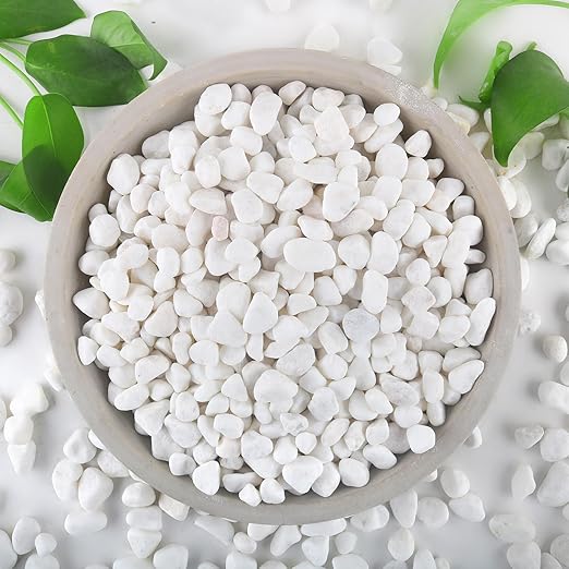 Mulctun 6Lb White Rocks for Plants, 1/4"-3/4" White Pebbles, Decorative Stones for Vases, Small Aquarium Gravel for Fish Tank Garden Rocks for Potted Plants & Home Decor