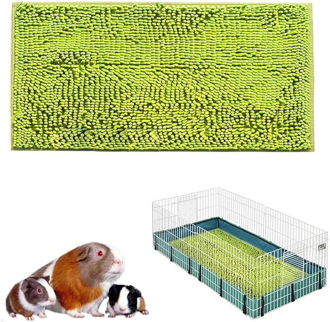 Oncpcare 47x24 Guinea Pig Cage Liner Fleece Bunny Liner Bed House Pad Winter Warm Squirrel Hedgehog Rabbit Chinchilla Bed Mat Hamster Rat Cage Accessories, (Green)