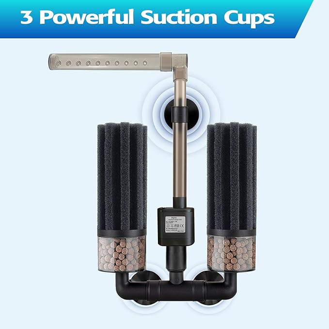 Electric Sponge Filter for Aquarium, Ultra Quiet Submersible Power Filter with Bio Media, Gentle Filtration for Shrimp, Betta,Nano and Fry Tanks