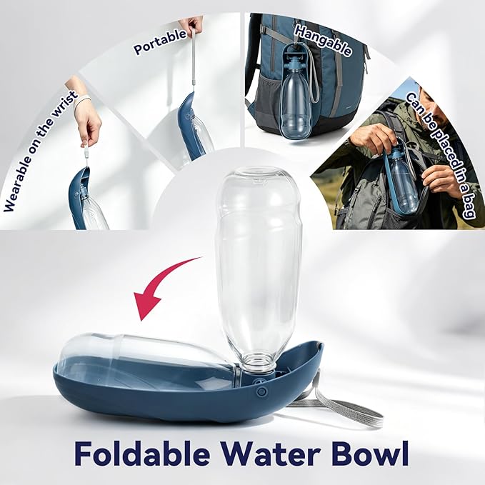 Dog Water Bottle, 550ML Large Capacity Leak-Proof Portable Pet Water Dispenser with Carrying Lanyard, Ideal for Outdoor Walking Hiking Travel