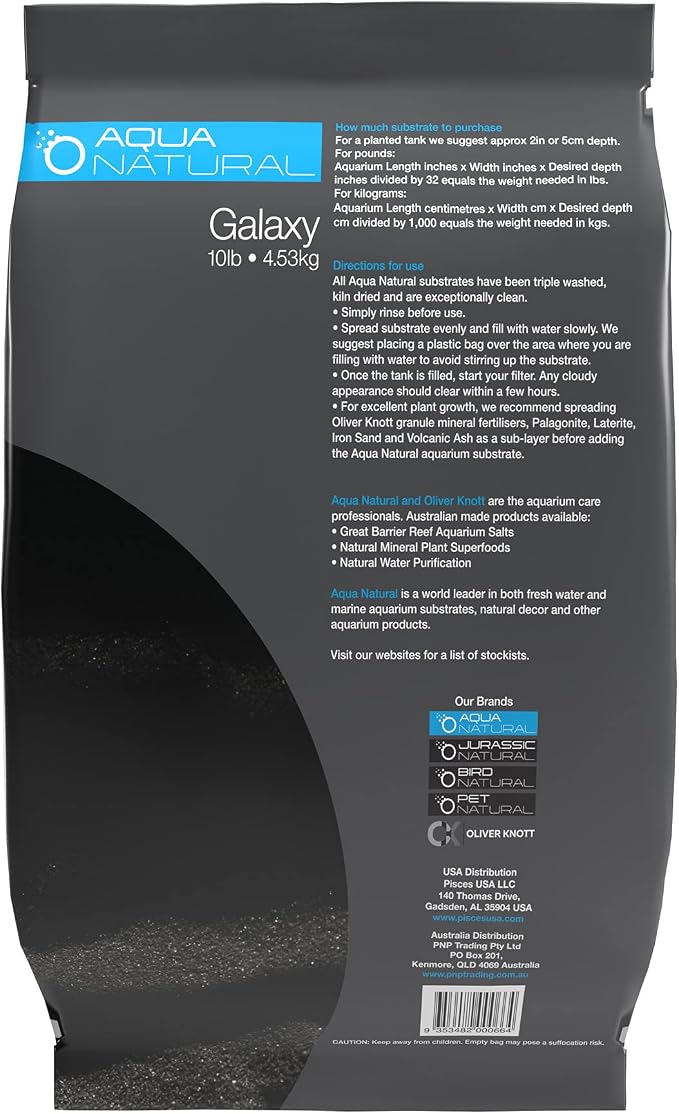 Aqua Natural Galaxy Sand 10lb Substrate for aquascaping,Aquariums,vivariums and terrariums,Black,(Pack of 4)