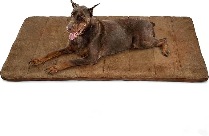 Dog Crate Pad for XX Large Dog - 47x29 Memory Foam Dog Bed, Washable & Anti-Slip Dog Bed Mat, Ultra Soft Kennel Pad for Dogs Cozy Sleeping Mat, Khaki