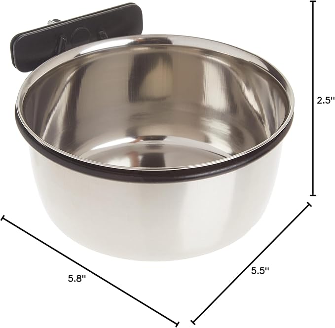 ProSelect Stainless Steel Coop Cups — Versatile Coop Cups for Pet and Animal Cages, 16-Ounce,silver