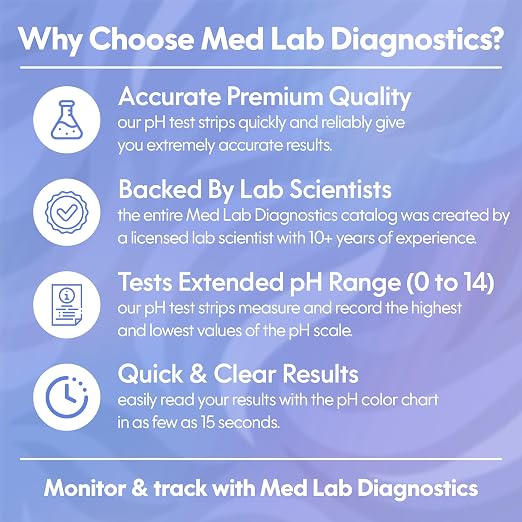 Med Lab 200 Universal pH Test Strips (0-14) for Water, Pool, Spa, Aquarium | PH Strips for Hotub, Kombucha, Soap Making, Urine & Saliva, Accurate Litmus Paper for Home & Laboratory Testing