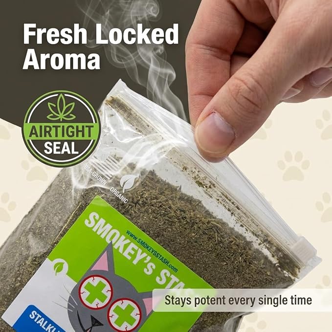 Smokey's Stash Catnip Stalkless Dried Ground Premium Bulk 12 Ounce Bag Strong Cat nip for Cats