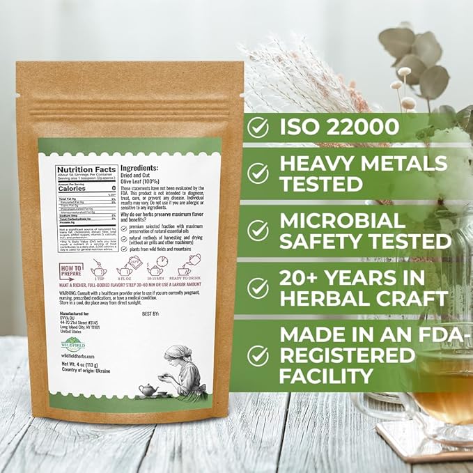 4 oz. Olive Leaf Tea Dried Olive Leaf Herbal Tea (Olea Europaea) - 113g Bags Herb Hojas De Olivo Secas