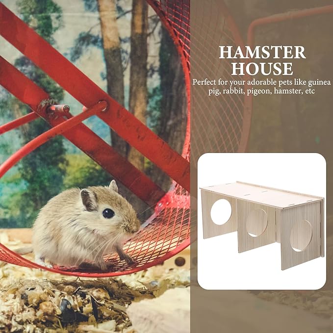 Gadpiparty Wooden Hamster Habitat with Two Rooms, Wood Cabin and Hideout for Guinea Pigs, Mice, Rats, and Small Pets – Toy for Play and Rest