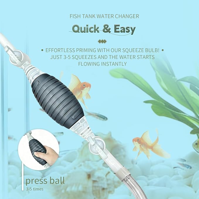 Promising Aquarium Siphon Vacuum Cleaner, Fish Tank Water Changer & Gravel Sand Cleaner | Manual Pump with Replaceable Brush Head and Adjustable Rods for Aquariums, Fish Tanks and Turtle Tank Cleaning
