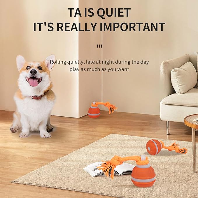 Interactive Dog Toys Dog Ball,Automatic Rolling and Bouncing Moving Dog Toy,Squeaky Rolling Balls with Flashing Light,USB Rechargeable Chew Toys for Puppy Small Dogs, Pet Ball to Keep Them Busy