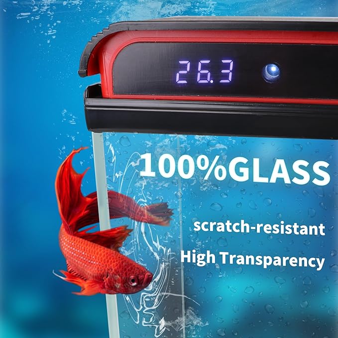 5 Gallon Fish Tank, Betta Fish Tank Small Aquarium Starter Kits Self Cleaning with 3 Types of LED Lights and Filter Water Pump, Ultra Quiet Decoration Kids Room Gift with Glass Aquarium