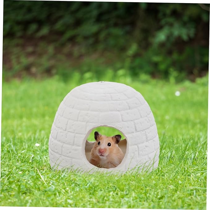 Generic Ceramic Hamster Hideout Small Cooling Igloo Nest Hut for Small Animals Pet House Refreshing Shelter with Unique Design