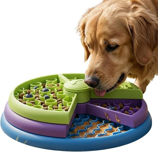 Slow Feeder Dog Bowl – 3-Level Puzzle Feeder for Dogs, Licking Bowl for Liquid Treats, Dog Slow Feeder Insert, Enrichment Feeder for Large Medium Small Breeds