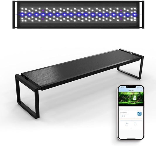 FZONE Aquarium Light for Plants, 60W LED Fish Tank Light for 35-43", Full Spectrum with APP Control, Timer & Sunrise/Sunset (Light 90)