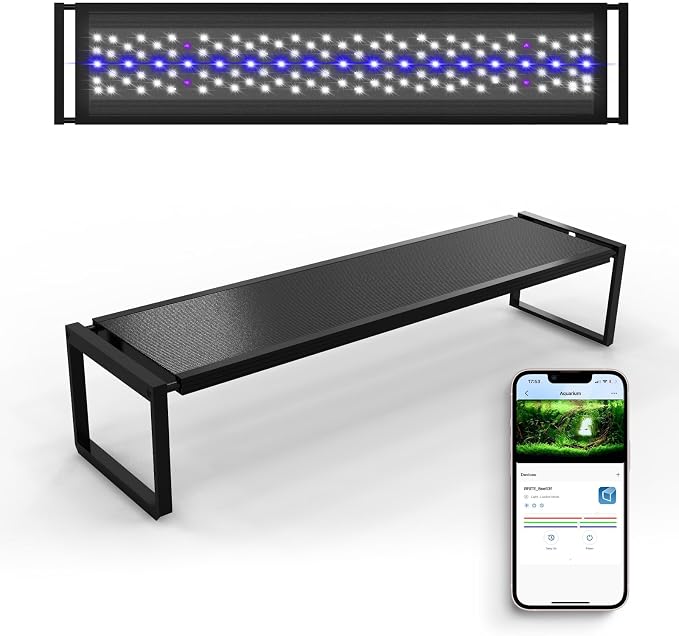 FZONE Aquarium Light for Plants, 72W LED Fish Tank Light for 47–55 ", Full Spectrum with APP Control, Timer & Sunrise/Sunset (Light 120)