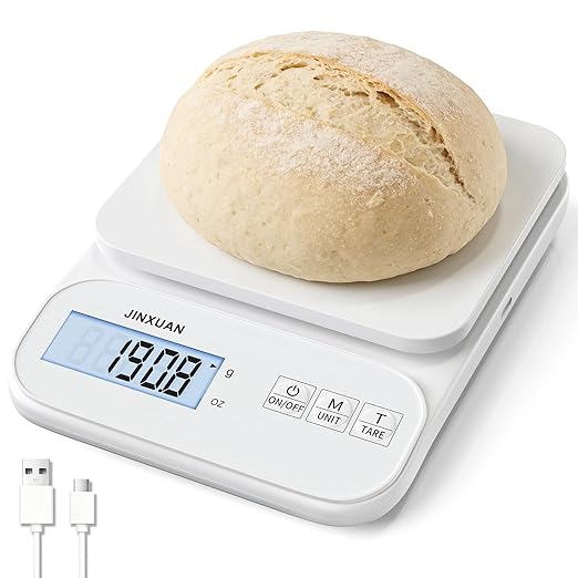 Kitchen Scale Food Scale 5kg/0.1g Digital Scale Food Weighing Scale for Cooking Baking Weight Loss, Rechargeable Coffee Scale Precision Baking Scale with Large Backlit LCD Display, USB Cord