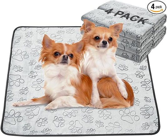 Qeils Reusable Puppy Pads, 4 Pack Washable Pee Pads for Dogs, Non Slip Wee Wee pad, Absorbent and Leakproof Training Mats for Potty, Crate, Playpen, Bed, Sofa, 30"x 34"