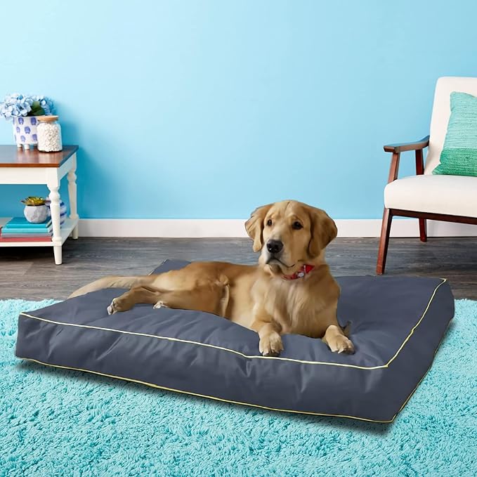 Dog Bed Cover,Waterproof Tough Plastic DIY Pet Bed Cover,Non Stick Hair Easy to Clean Rectangular Fillable Dog Bed Covers with Zipper(Dark Grey,30" L x 20" W x 4" Th,Cover Only)