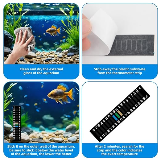 3PCS Aquarium Thermometer Strip 61-122℉(15-50°C) for Brewing Aquarium | Easy-to-Read Fish Tank Thermometer Stick on Aquarium Test Strip for Aquarium Fish Tank, Adhesive Temperature Sticker Display