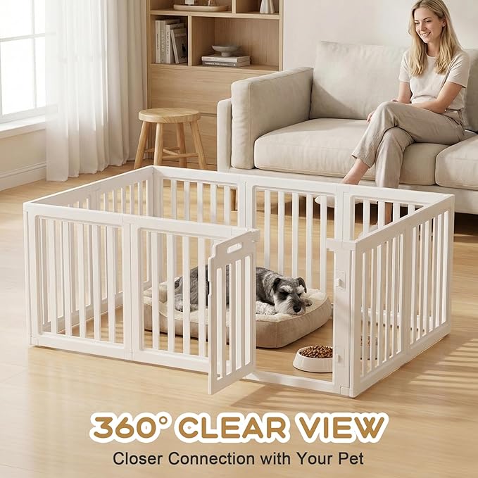 Dog Playpen, Clear Dog Pen, Dog Pen Indoor, Easy to Install and Remove Dog Play Pen, Puppy Playpen Suitable for Dogs, Cats,Dog Playpen Indoor (White, 30.3 inch Height, 10 Panels)