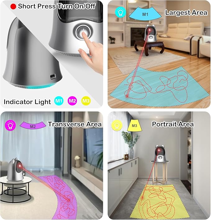 Muhhiba Cat Laser Toys for Indoor Cats, Random Trajectory Laser Cat Toy, Interactive Cat Toys for Bored Indoor Adult Cats/Kittens/Dogs (Silver)