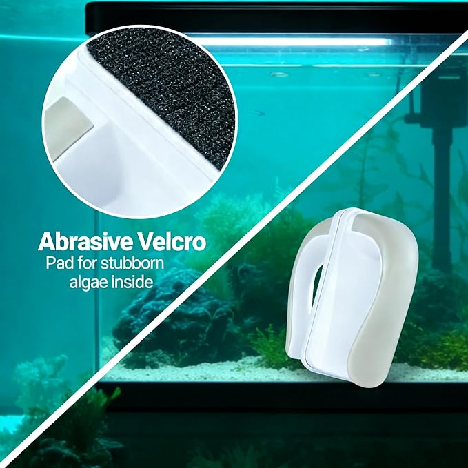 Large Magnetic Aquarium Glass Cleaner, Double Sided Floating Fish Tank Scrubber with Removable Handle & Titanium Blade Algae Scraper, Strong Magnet Tool for Removing Algae, Fits 1/4 to 1/2 Inch Thick