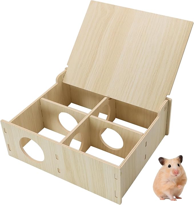 Hamster and Mouse Wooden Tunnel Cage Secret Peep Shed Chamber Hideout & Tunnel Exploring Toys
