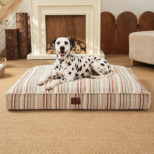 SOMAHE 4 Inch Orthopedic Dog Bed for Crate, 35 x 27 Inch, Orange Chenille | Washable Removable Cover, Waterproof Inner Liner, Non-Slip Bottom, Orthopedic Dog Crate Mattress for Medium & Large Dogs