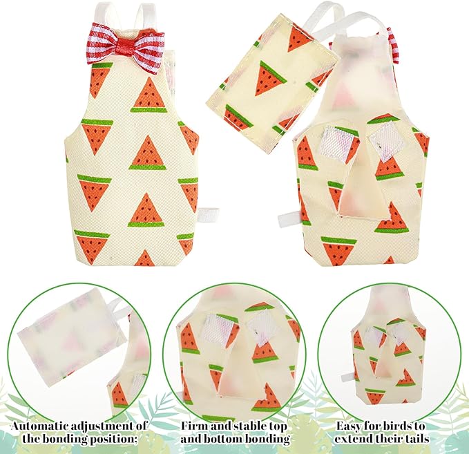 5 PCS Bird Diaper, Reusable Parrot Nappy Flight Suit Washable Pet Bird Diapers with Waterproof Inner Adjustable Straps for Parakeet Cockatiel Mini Macaw Budgie Lovebird Canary