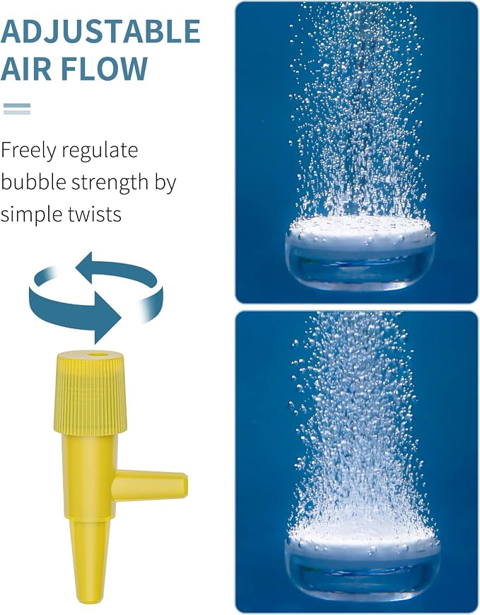 Pawfly Aquarium Air Stone Disc Tiny Micro Bubble Diffuser Release Tool Kit with Suction Cup Air Control Valve and Check Valve Accessories for Nano Air Pumps Small Buckets and Fish Tanks