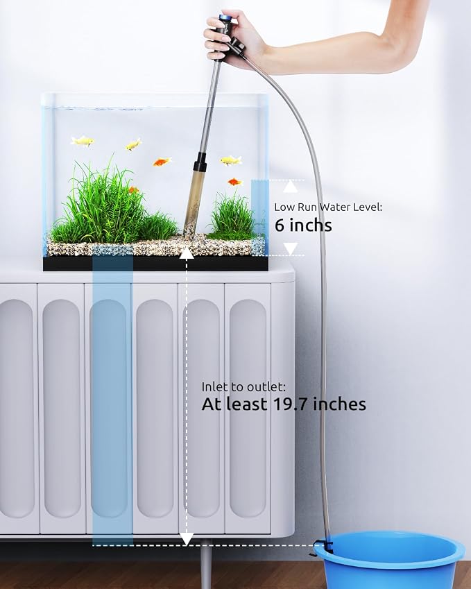 Gravel Vacuum for Aquarium, Fish Tank Cleaner Kit Mini Manual Tank Vacuum, Fishtank Cleaner Tools, Small Aquariums Water Changer, Adjustable Siphon Pump Use for Fish Turtle Cleaning Manure Wash Sand