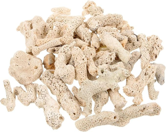 NOLITOY Crushed Coral Aquarium Filter Media – 800g Fish Tank Gravel | Natural coral rock for filtration, pH balance and clear water in freshwater & saltwater tanks, with mesh bag