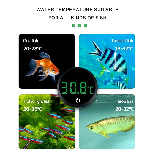 Fishtanks Digital Thermometers LED Display Accurate Temperature Gauge for Reptiles Tanks Wth Stick on Rechargeable Design LED Display Thermometers