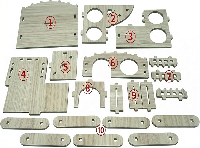 Multi-Chamber Hamster Hideout & House, Natural Wood Small Animal Cage Accessories for Dwarf Hamsters, Gerbils and Mice – Ventilated Design with Structure (Model 2)