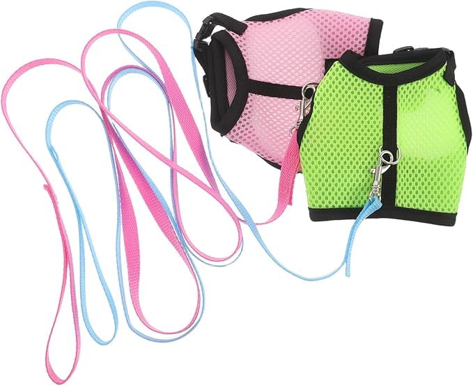 YARNOW 2pcs Adjustable Small Pet Harness Leash Set for Rabbits and Guinea Pigs – Breathable Mesh Vest, Medium Size, Outdoor Walking and Training Safety Gear