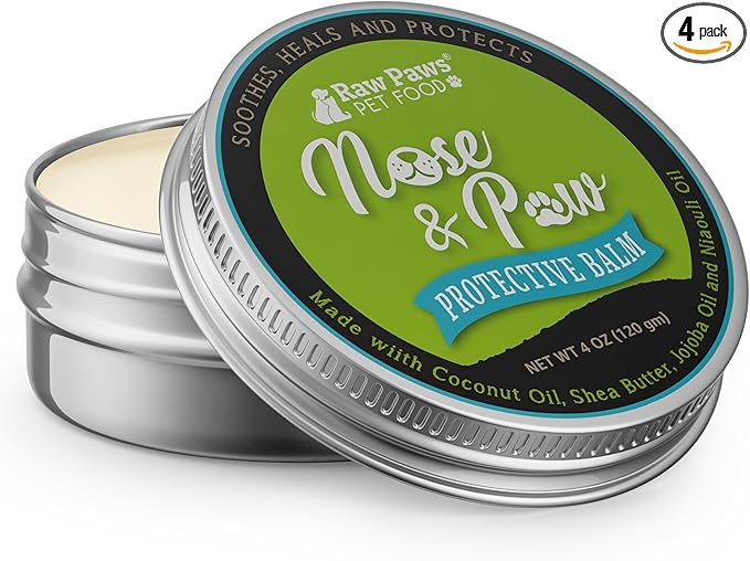 Raw Paws Nose & Paw Balm - Value Size - (4-Ounce) - Dog Nose Balm & Cat Nose Relief - Frenchie, English Bulldog - Snout Soother for Dogs & Cats - Dog Nose Butter Dogs Need - Nose Balm Natural