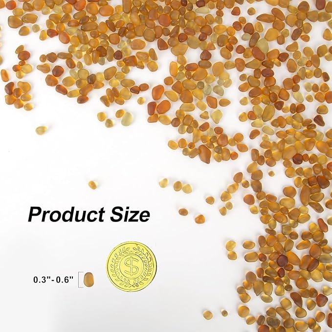 QEQEKAKA Sea Glass Stones for Crafts 0.5LB Brownish Yellow Gemstones Bulk | Small Glass Stones for Beaching Wedding DIY Decor Aquarium Turtle Tank Vase Filler (187g/6.6oz)