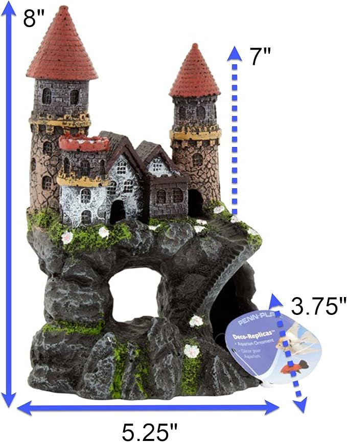 Penn-Plax Age-of-Magic Enchanted Castle Aquarium Decoration – Safe for Freshwater and Saltwater Fish Tanks – Medium