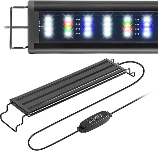 AQUANEAT LED Aquarium Light with Timer for 12-16 Inch Fish Tank, Brightness Adjustable, Full Spectrum, Low Medium Light Plant Lamp