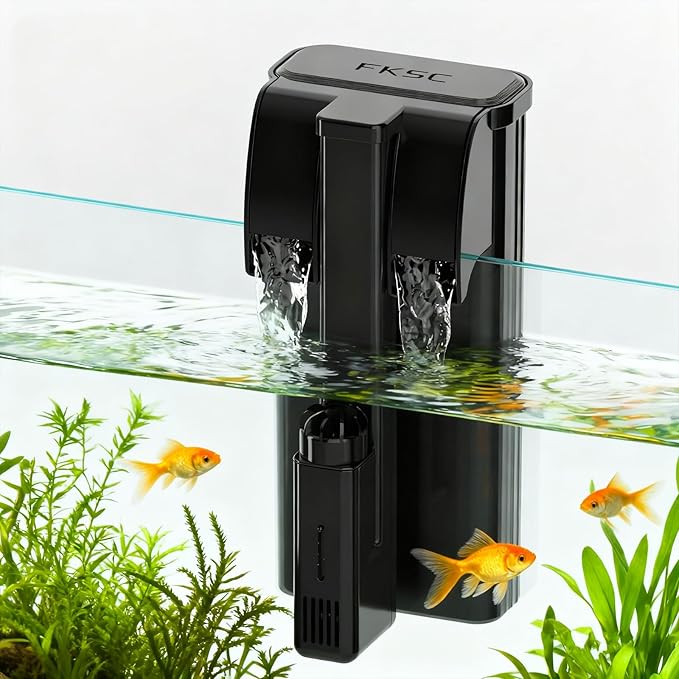Hang On Back Aquarium Filter Up 30 Gallons Fish Tanks, 5-Stage Multi-Stage Filtration with Surface Skimmer, Ultra Quiet HOB Power Waterfall Filter for Freshwater