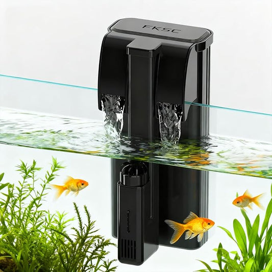 Hang On Back Aquarium Filter Up 30 Gallons Fish Tanks, 5-Stage Multi-Stage Filtration with Surface Skimmer, Ultra Quiet HOB Power Waterfall Filter for Freshwater
